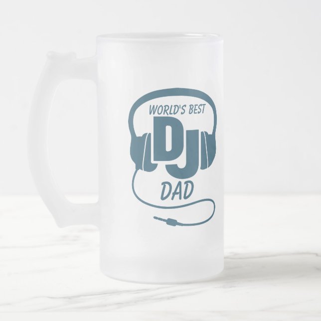 Vidro Jateado Pai do DJ do mundo caneca de cerveja azul do (Esquerda)