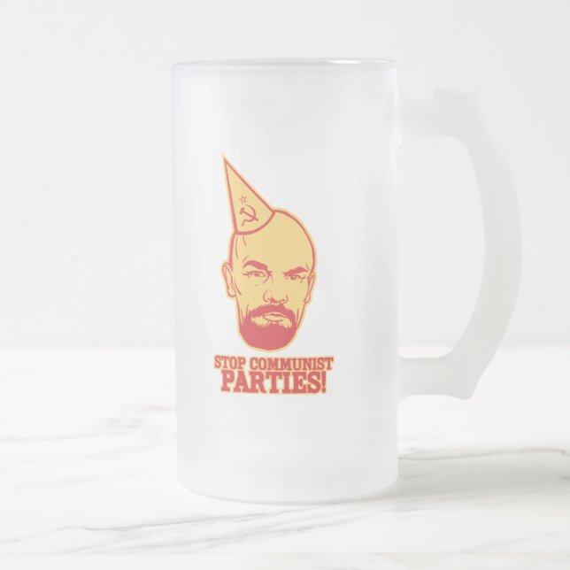 Vidro Jateado Pare a caneca de cerveja dos partidos comunistas (Direita)