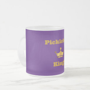Vidro Jateado Pickleball King - caneca de café roxa e dourada