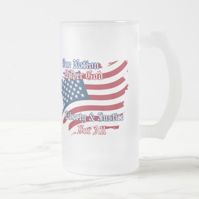 Vidro Jateado USA One Nation under God Caneca de cerveja Mug (Direita)