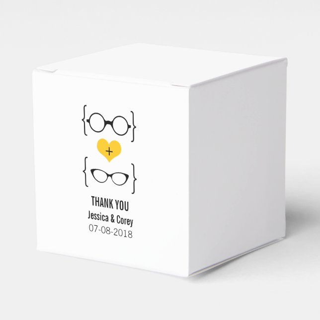 Vidros de Gado Amarelo Caixas de Favor de Casament (Frente)