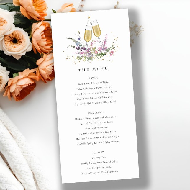 Vidros Dourados cor-de-rosa Cartão de Menu de Casa (Criador carregado)