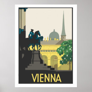 Viena, ilustração, poster das viagens vintage