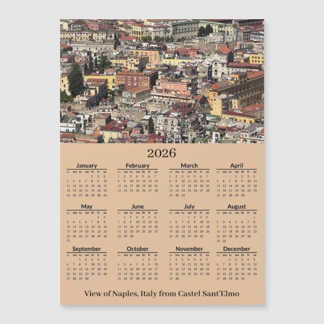 View of Naples, Italy 2026 Calendar Magnetic Card (Frente)