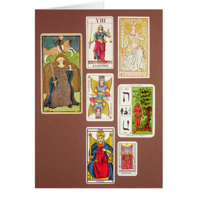 VIII justiça, sete cartões de tarot (Frente)