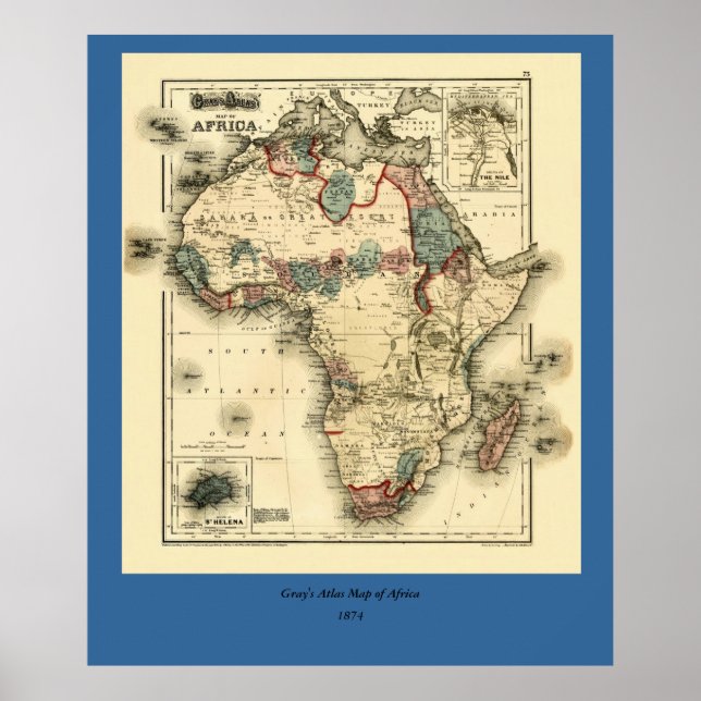 Viintage 1874 Mapa da África - Antiquado Impressão (Frente)