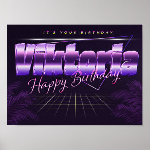 Viktoria Nome Vorname lila retro Poster Geburtstag