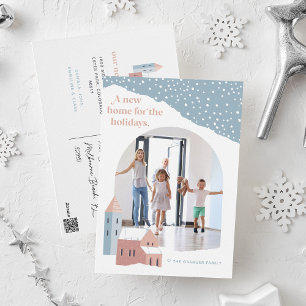 Vila Snowy Anúncio de mudança de feriado fotográ