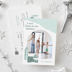 Vila Snowy Anúncio de mudança de feriado fotográ