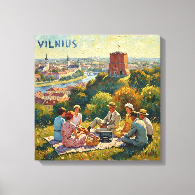 Vilnius Hilltop Picnic View Canvas Art (Frente)