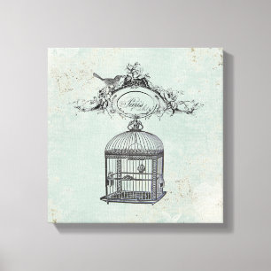 Vinage Birdcage francesa e canvas estendida de ave