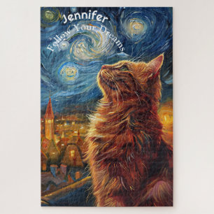 Vincent Van Gogh Motivational Cat Quebra-cabeça