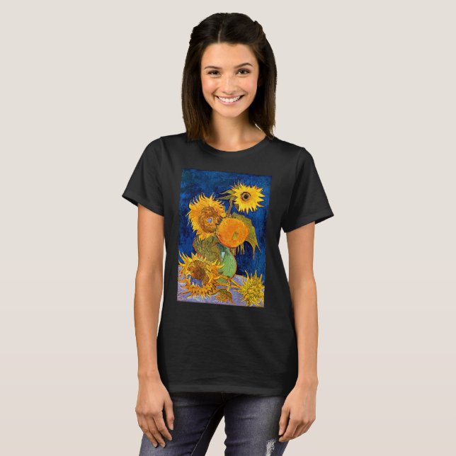 Vincent Van Gogh - Seis T-Shirt Girassóis (Frente Completa)
