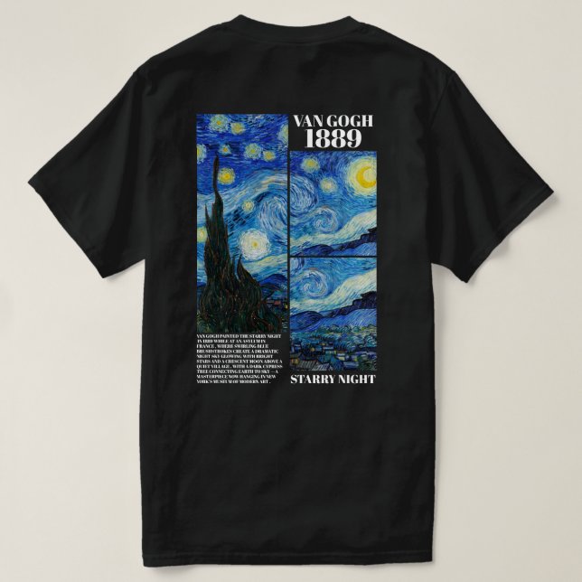 Vincent Van Gogh Starry Night 1889 Art T-Shirt (Verso do Design)