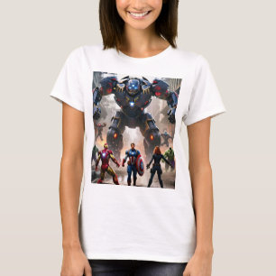 Vingadores vs Robôs: Epic Showdown T-Shirt