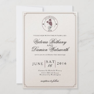 Vinha de Vinho Convite Moderno ao Casamento vintag