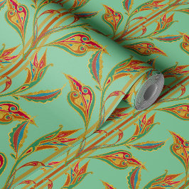 Vinha fantasia de ouro, vermelho, verde, folhas em