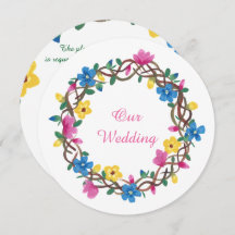 Vinha Floral redonda Colorida Foram Convites