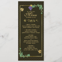 Vinhas de uva com Cartão de Menu de Casamento de Q