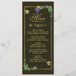Vinhas de uva com Cartão de Menu de Casamento de Q