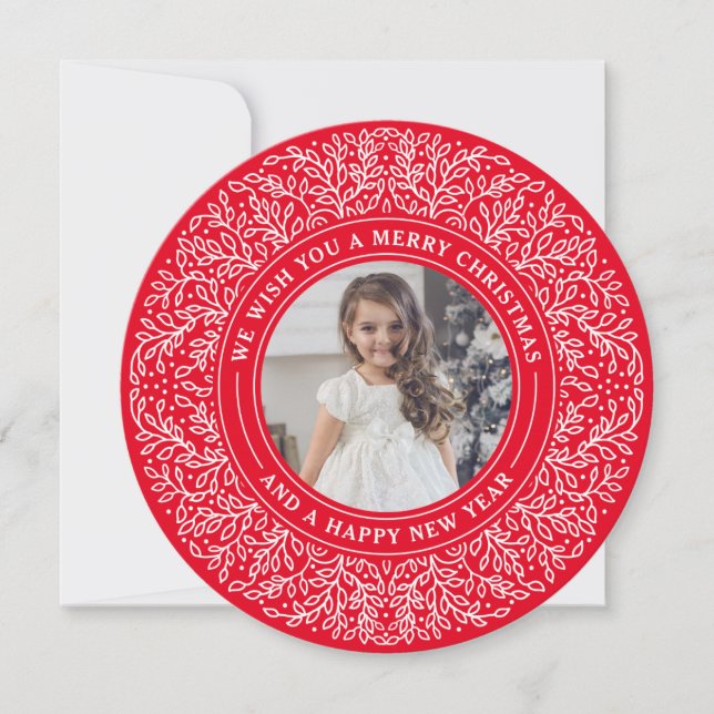 Vinhas Feriadas no Cartões de foto de Natal Vermel (Frente)