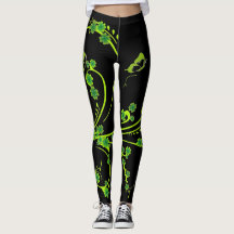 Vinhas Shamrock Elegantes e Borboletas Leggings