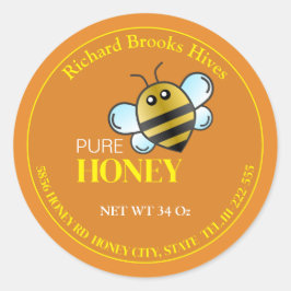 Vinheta amarela da etiqueta das abelhas do cartoon