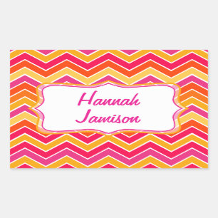 Vinheta de etiqueta cor de laranja rosa com nome b