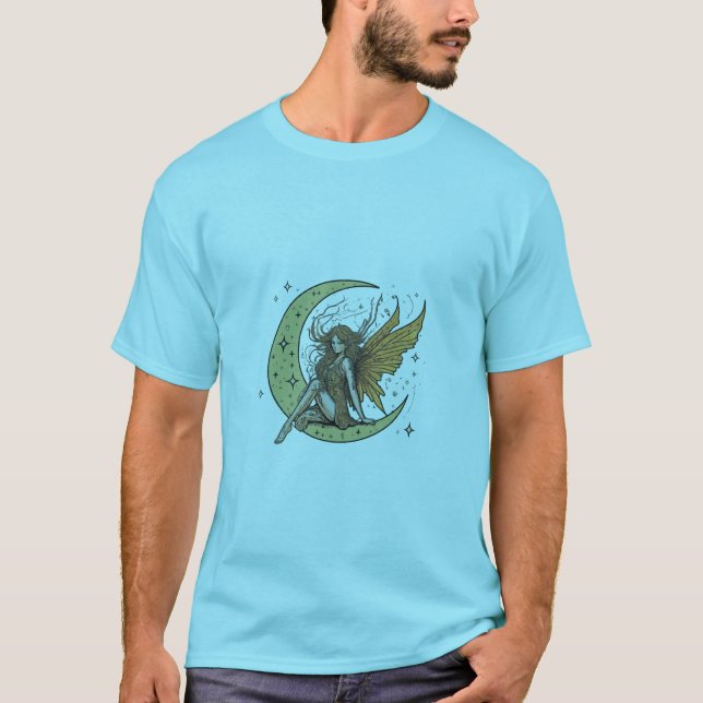 Vinheta de Lua de Fada Encantada Estampada T-Shirt (Frente)