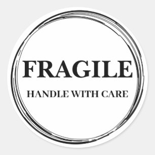 Vinheta redonda com etiqueta frágil moderna