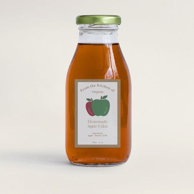Vinheta Rótulo de Garrafa de Maçã Rústica (Rustic Apple Cider Bottle Label Sticker)