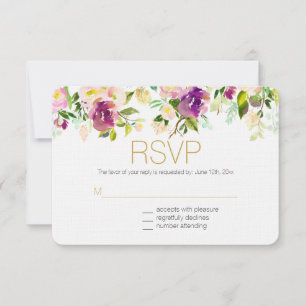 Vinho Borgonha e Floral Aquarelada Rosa RSVP
