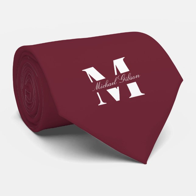 Vinho Borgonha | Gravata de Cama de Noivo com Mono (Rolled)