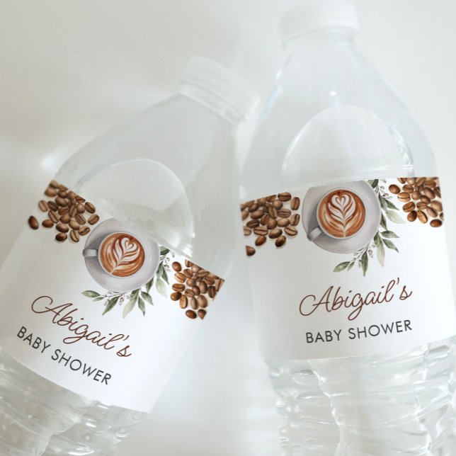 Vinho Chá de fraldas De Café - Rótulo Da Garrafa (Coffee Baby Shower - Water Bottle Label)