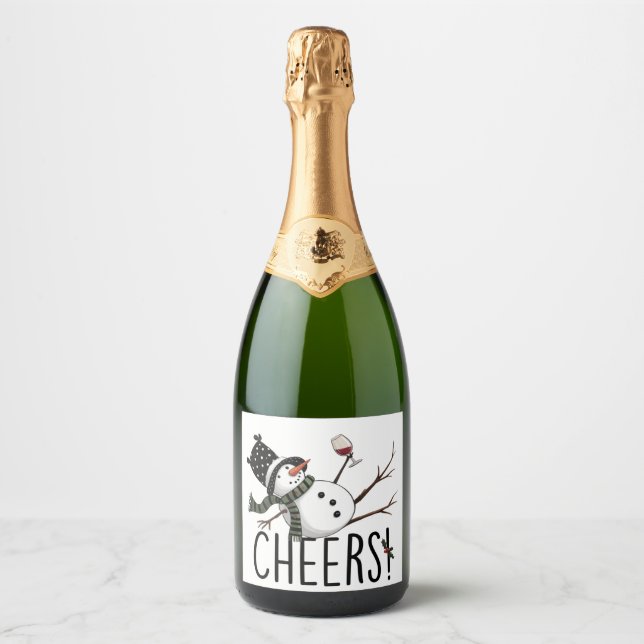Vinho de Boneco de Neve Natal Divertido Bebendo Vi (Frente)