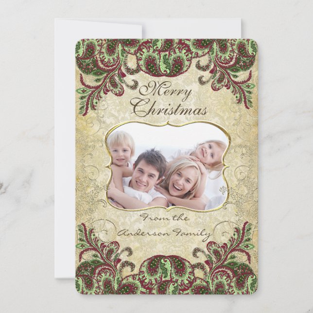 Vinho de Foto da Família e Cartão de Natal de Pavã (Frente)