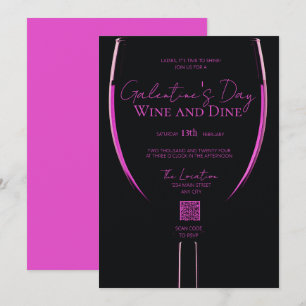 Vinho de Galentine e convite para código QR de jan