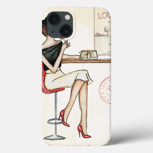 Vinho do bebendo da mulher elegante (Verso)