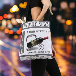 Vinho Engraçado Amante Notícias Tote Bag