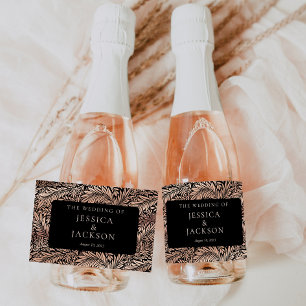 Vinho Espumante Floral Elegante Preto e Dourado Ro