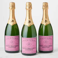 Vinho Espumante Rosa de Aniversário Moderno e Eleg