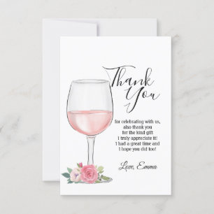 vinho, floral, cartão de agradecimento