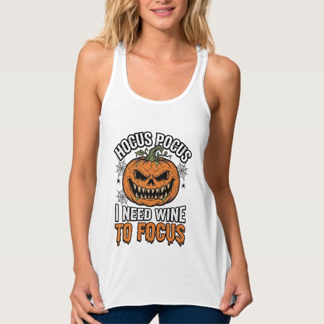 Vinho Hocus Pocus Abóbora Camisa de Halloween Desi (Frente)