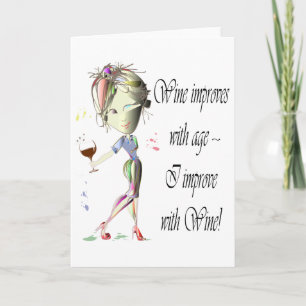 Vinho Humorístico dizendo cartão de saudação