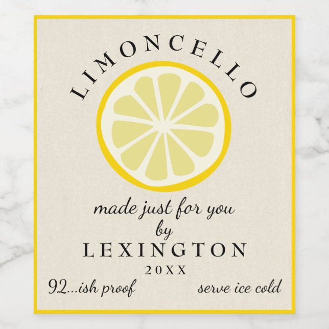 Vinho Limoncello Fez Apenas Para Você Rótulo De Garrafa  (Rótulo Único)