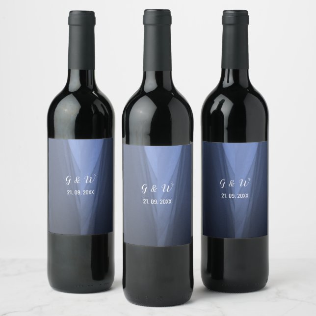 Vinho Romântico Azul Elegante e Rótulo de Vinho Es (Garrafas)
