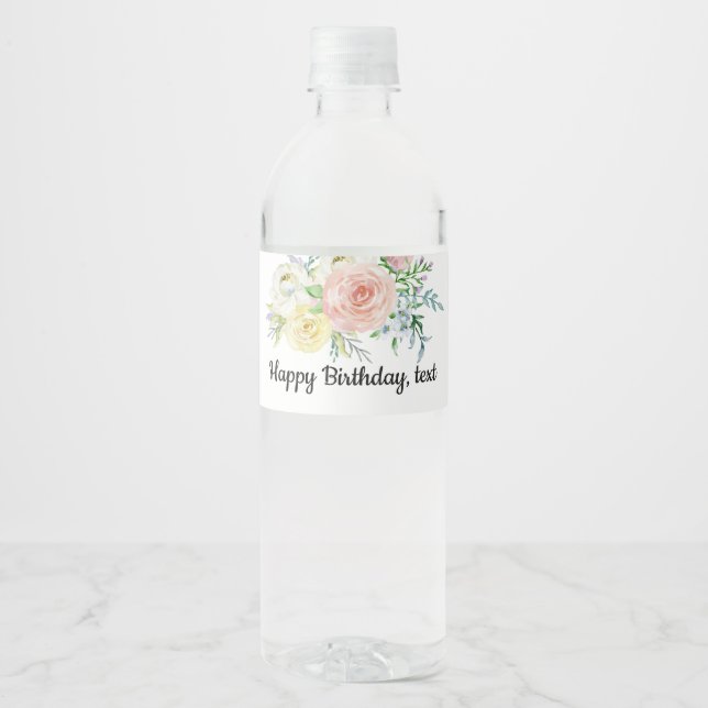 Vinho RÓTULO da garrafa de água - boho floral (Frente)