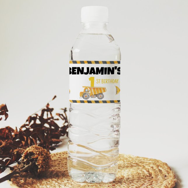 Vinho Rótulo da Garrafa de Água de Aniversário de Constr (Criador carregado)