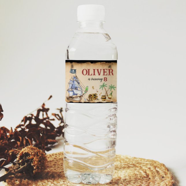 Vinho Rótulo da Garrafa de Água de Aniversário Pirata (Criador carregado)