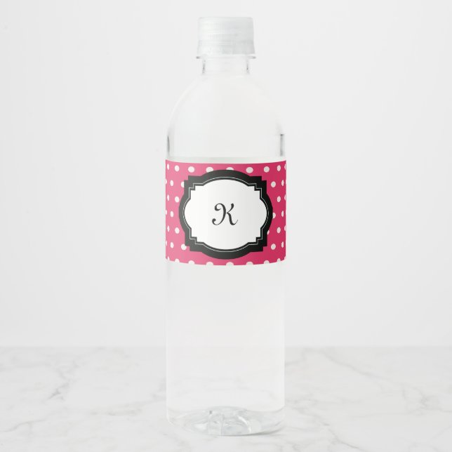 Vinho Rótulo da garrafa de água de Bolinhas rosa (Frente)